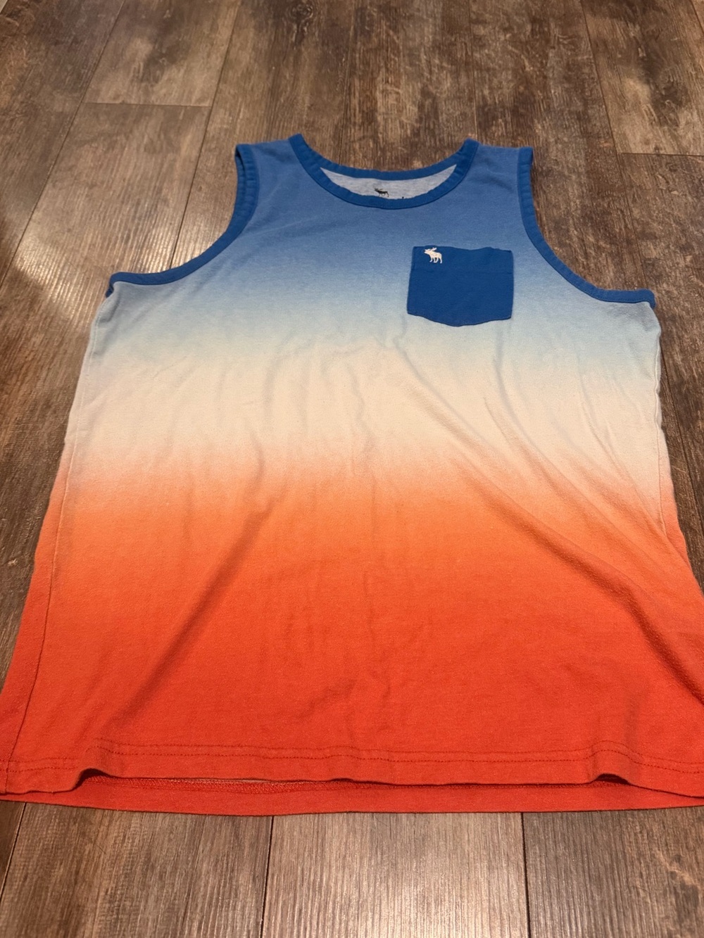 Abercrombie & Fitch Blue White Orange Ombre Tank with Chest Pocket